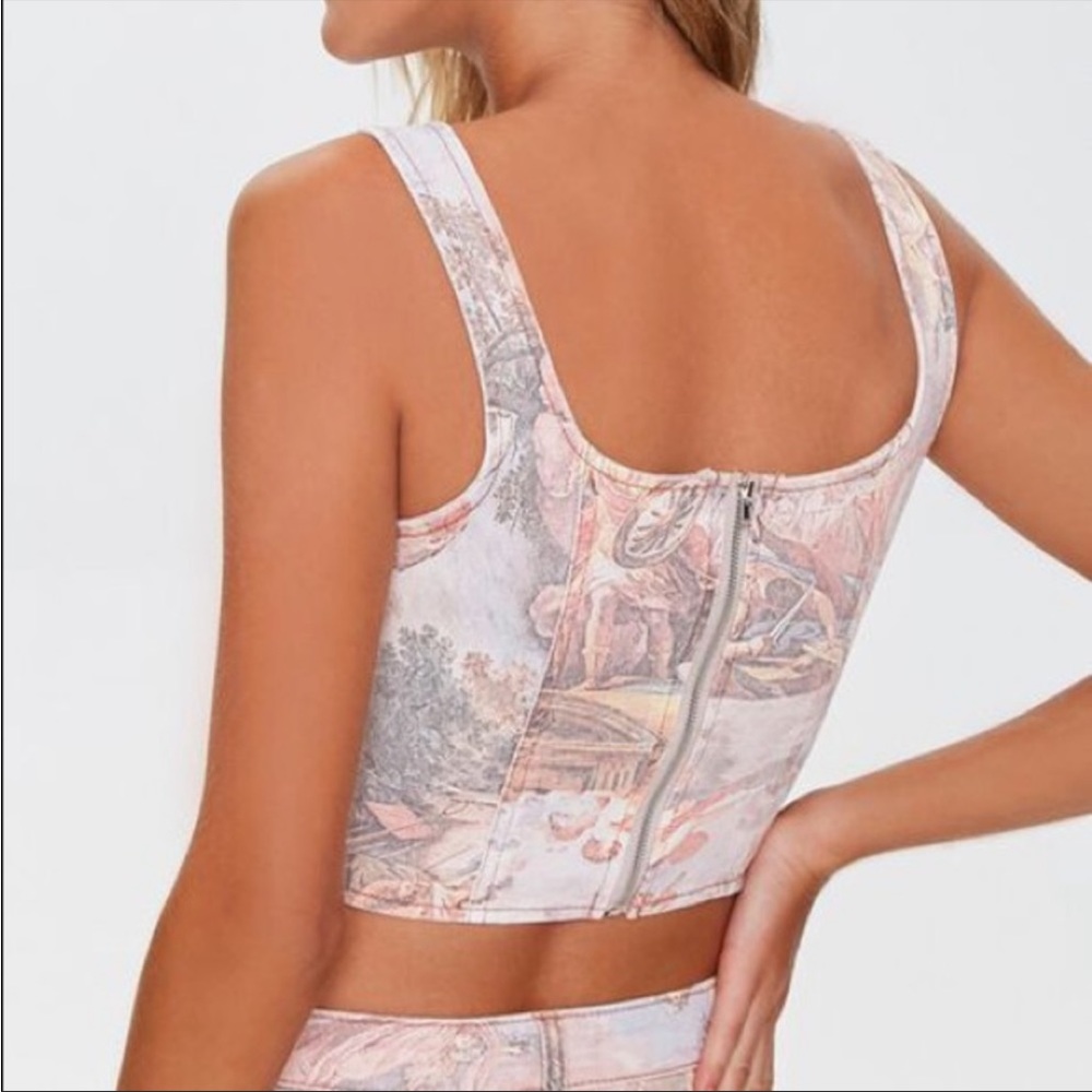 Forever 21 Renaissance Art Print Denim Cotton Cropped Tank Top Size Medium. - Picture 7 of 7
